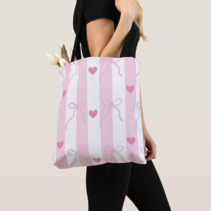 Tasche mit rosa Schleifen und rosa Streifen