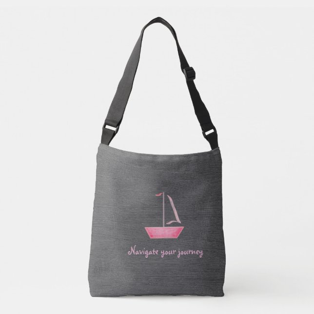 Tasche mit rosa Segelboot (Vorderseite)