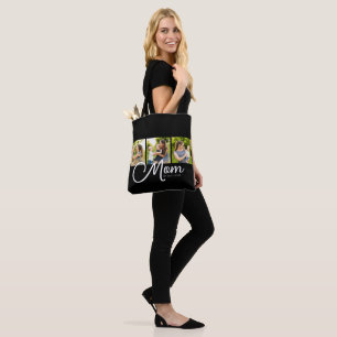 Tasche mit Schriftzug 'Mom Established' in Schwarz