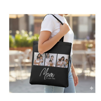 Tasche mit schwarzem Schriftzug 'Mom Established' 