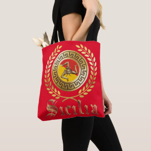 Tasche mit Sizilienflagge und -emblem als Geschenk