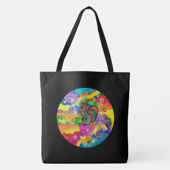 Tasche mit verliebtem Hahn (Vorderseite)