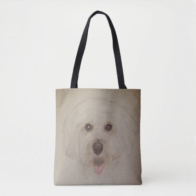 Tasche mit Wasserfarben Bleistift Hund Design (Vorderseite)