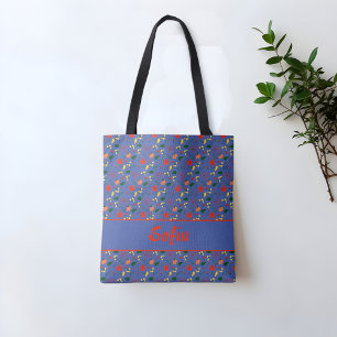 Tasche mit Wildblumenmuster, Mohnname und blauem H