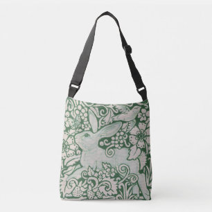 Tasche Purpurvogel aus grünem und weißem Kaninch