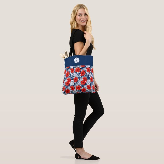 Tasche Red White Hibiskus Blume (Am Model)