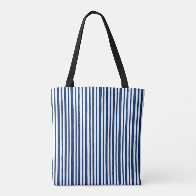 Tasche, robuste blau-weiße Streifen vertikal  (Rückseite)
