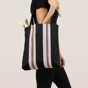 Tasche, Rosa & Weiß Gold Schwarz Streifen Vertikal