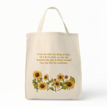 Tasche - Sonnenblumen Lächeln Zitat mit bearbeitba
