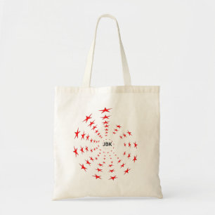 Tasche - Spiralen aus roten Sternen und Initialen