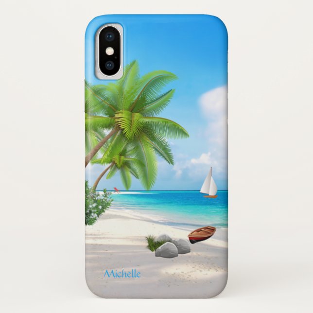 Tasche: Strand des tropischen Ozeans mit Namen Case-Mate iPhone Hülle (Rückseite)