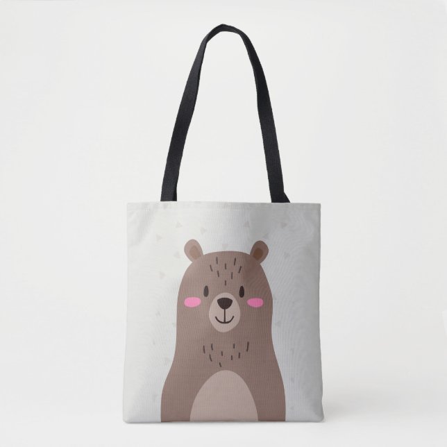 Tasche süßer brauner Bär weißes Waldtier (Vorderseite)