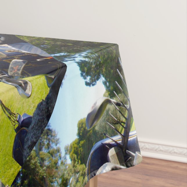 Tasche voll mit Golfklubs, Tischdecke (Beispiel)