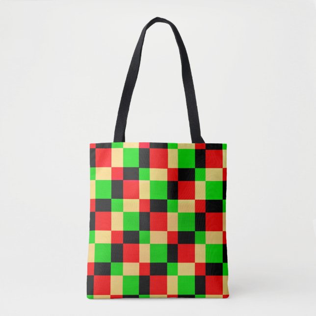 Tasche von farbigen geometrischen Blockquadraten (Vorderseite)