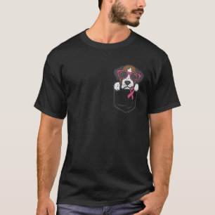 Taschen Boxer Hund Rosa Band Brustkrebs-Bewusstsei T-Shirt