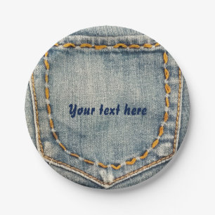 Taschen-Denim-Jeans individuell bestickte Party-Te Pappteller