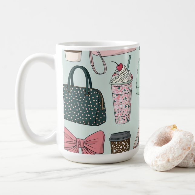 Taschen, Schleifen & Lattes Kaffeetasse (Mit Donut)