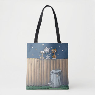 Taschen-Tasche mit Alley Cats auf einem Zaun