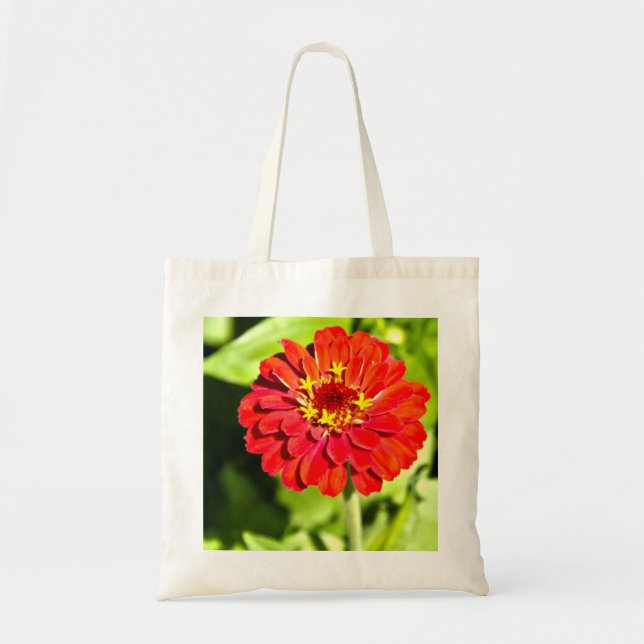 Taschen-Tasche mit rotem Zinnia Tragetasche (Vorne)