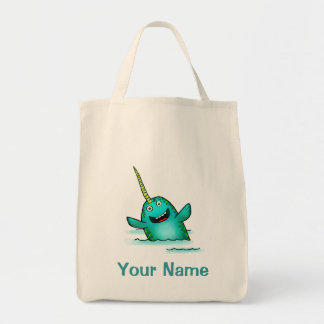Taschen-Tasche, niedlicher Narwhal Cartoon, Tragetasche