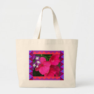 Taschen-Tasche:: Rosa Impatiens mit künstlerische Jumbo Stoffbeutel