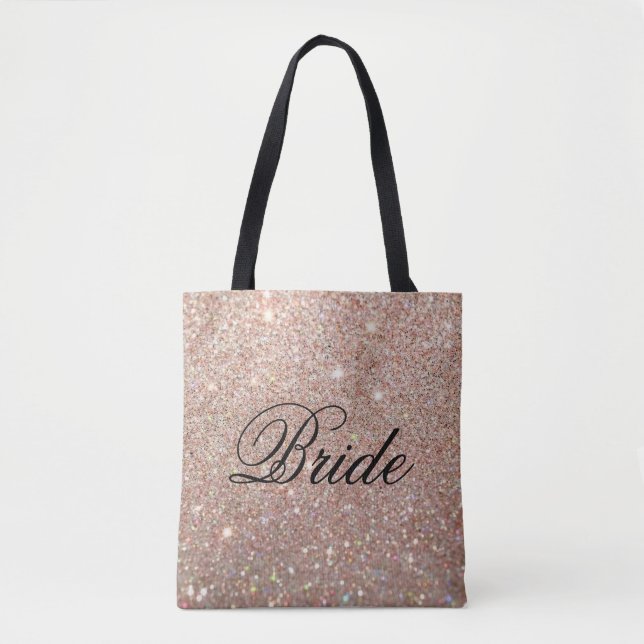 Taschen-Tasche - Rosen-GoldGlitzer-Fab Braut (Vorderseite)