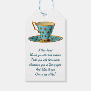 Taschendiebstahl Blue Tee Cup mit Rose Teebeutel B Geschenkanhänger