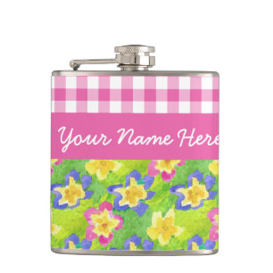 Taschenflasche 'Primroses' zum Personalisieren: ro Flachmann