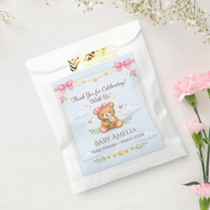 Taschengeschenke Baby Shower Teddybär Mädchen Dank Geschenktütchen
