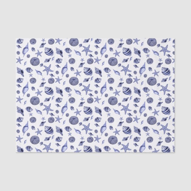 Taschentücher aus blauen und weißen Muscheln Seidenpapier (Vorderseite)