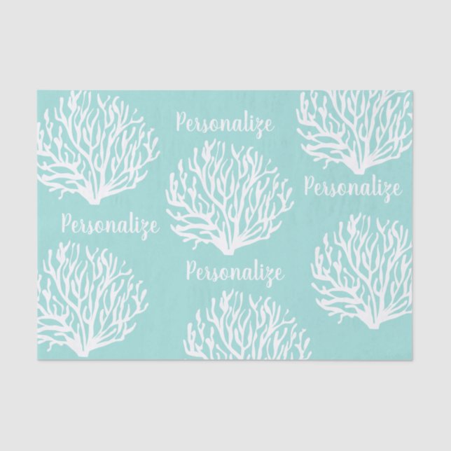 Taschentücher für türkisfarbene und weiße Korallen Seidenpapier (Vorderseite)