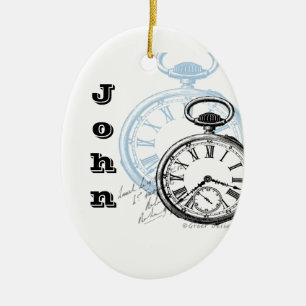 Taschenuhr-Weihnachtsschmuck Keramik Ornament