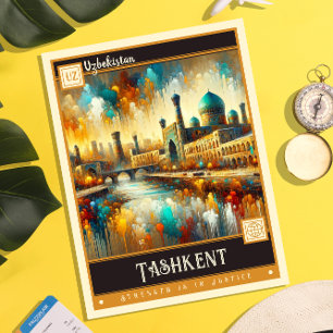Taschkent, Usbekistan   Vintage Malerei Postkarte