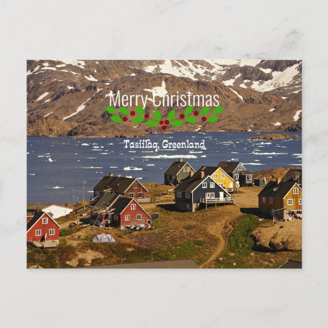 Tasiilaq, Grönland - Weihnachtsgrüße Postkarte (Vorderseite)