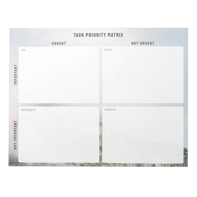 Task Priority and planner Matrix (mountain) Notizblock (Vorderseite)