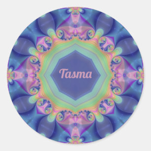 TASMA ~ Pastell Abstrakt Kaleidoskop Muster ~ Runder Aufkleber