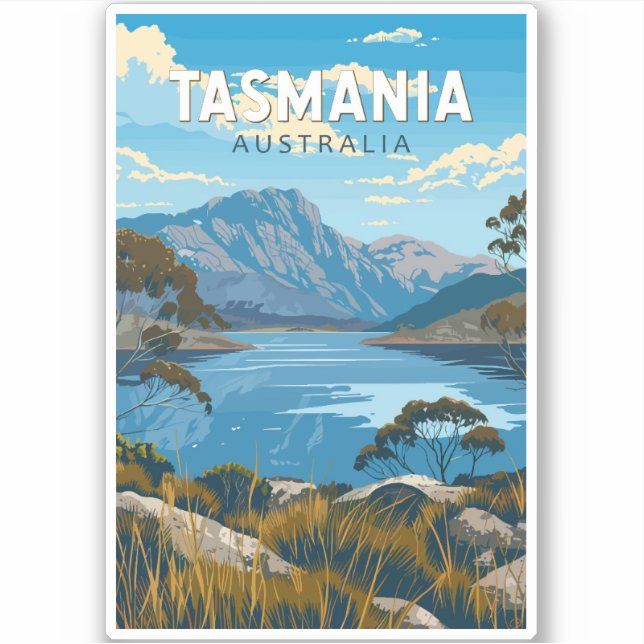 Tasmania Australia Reisen Kunst Vintag Aufkleber (Vorderseite)