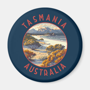 Tasmania Australia Retro Distressed Circle Magnet
