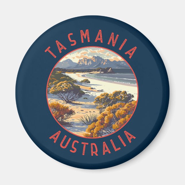 Tasmania Australia Retro Distressed Circle Magnet (Vorne)