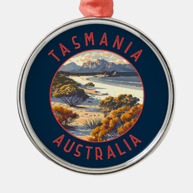Tasmania Australia Retro Distressed Circle Ornament Aus Metall (Vorne)
