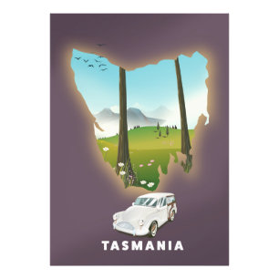 Tasmania illustriert Map Reiseplakat. Fotodruck
