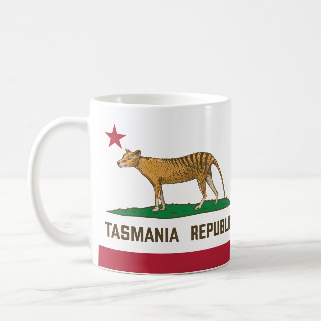 Tasmania Republic Thylacine Flag Tasmanischer Tige Kaffeetasse (Links)
