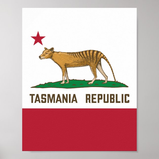Tasmania Republic Thylacine Flag Tasmanischer Tige Poster (Vorne)