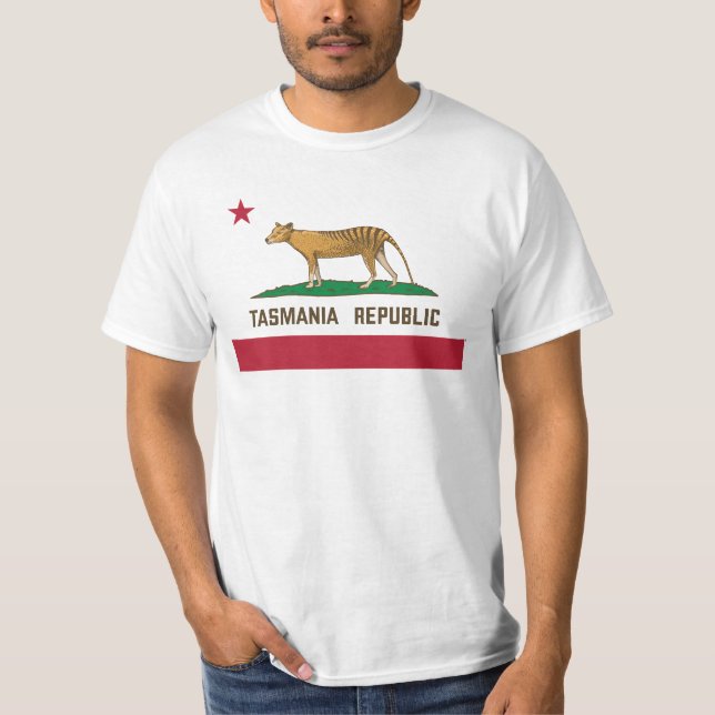 Tasmania Republic Thylacine Flag Tasmanischer Tige T-Shirt (Vorderseite)