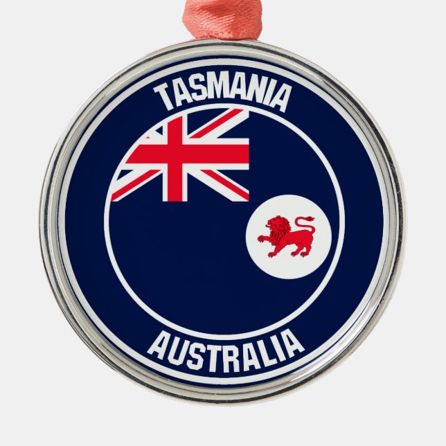 Tasmania Round Emblem Ornament Aus Metall (Vorne)