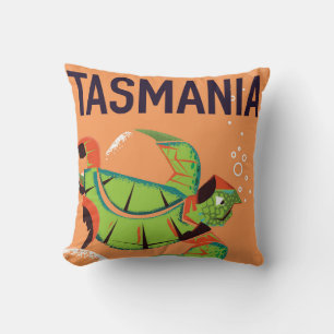 Tasmania Vintage Reiseplakat. Kissen