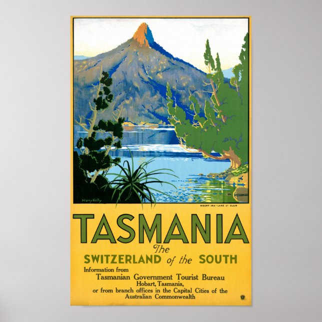 Tasmania Vintage Travel Poster Zurück (Vorne)