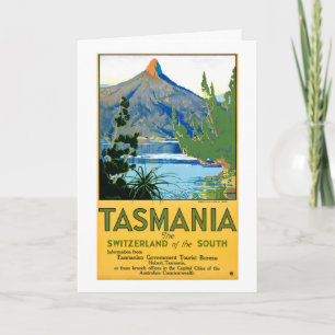 Tasmania Vintage Travel Poster Zurück Feiertagskarte