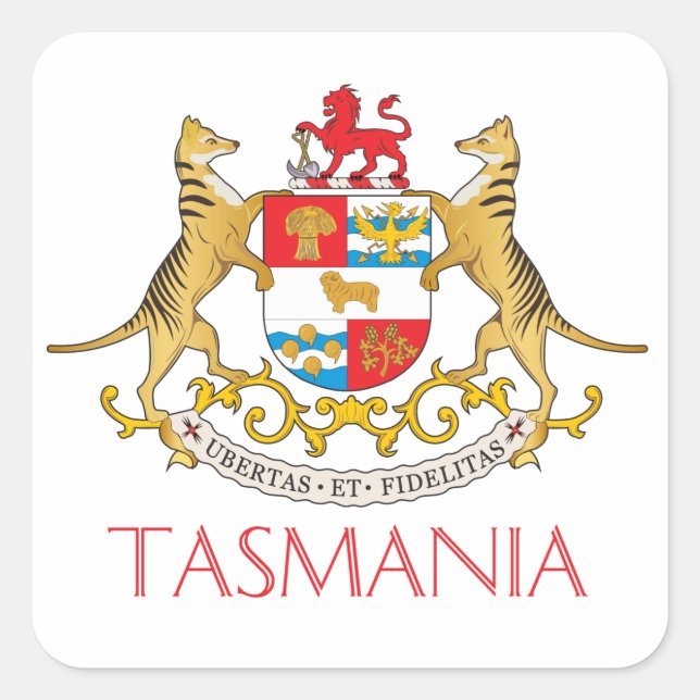 Tasmania-Wappen Quadratischer Aufkleber (Vorderseite)