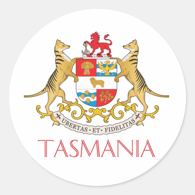 Tasmania-Wappen Runder Aufkleber (Vorderseite)